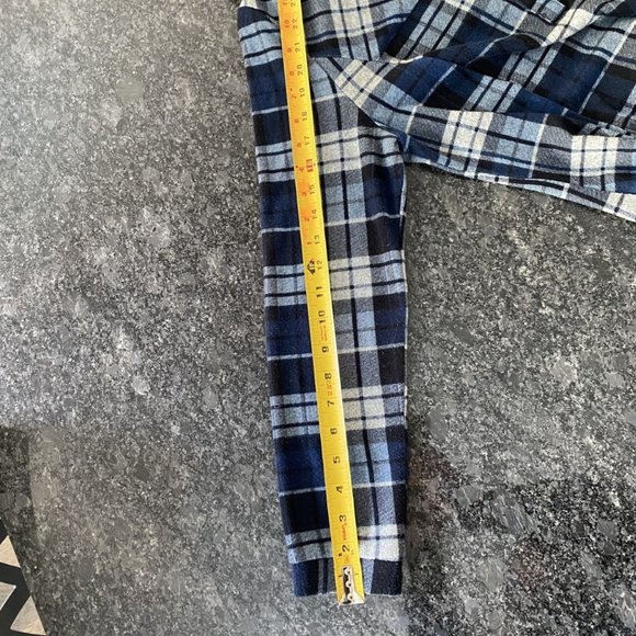 Navy Plaid Tunic Sweater W/Buttons and Collar-Pockets - Picture 10 of 10